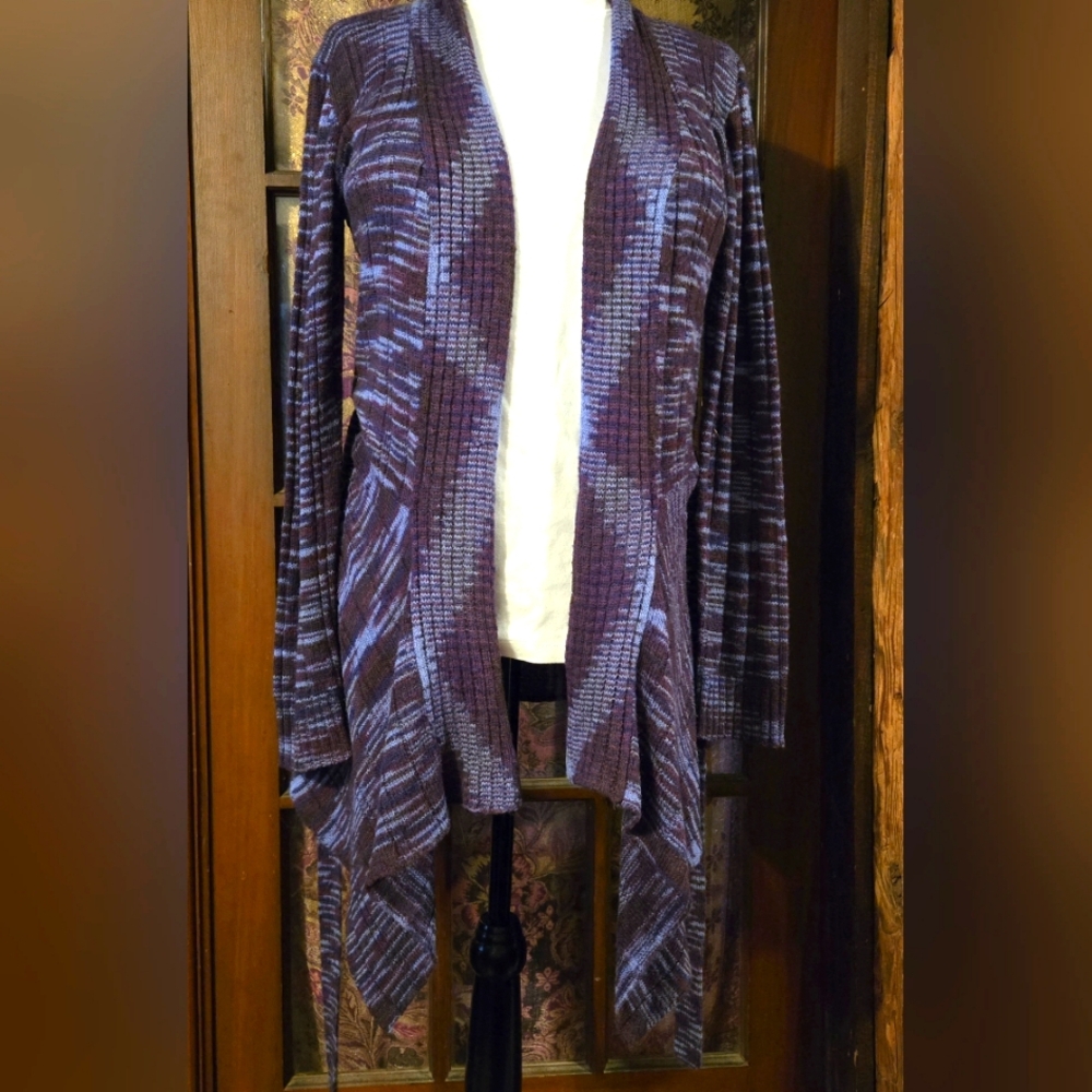 Women's Purple Open-Front Cardigan Sweater